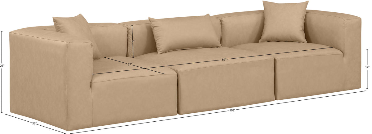 Cube - Modular 3 Piece Sofa - Tan