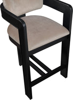 Sacha - Velvet Stool With Black Base