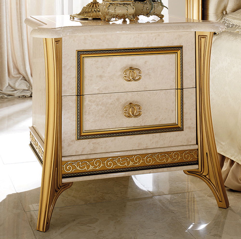 Melodia - Nightstand - Beige / Gold