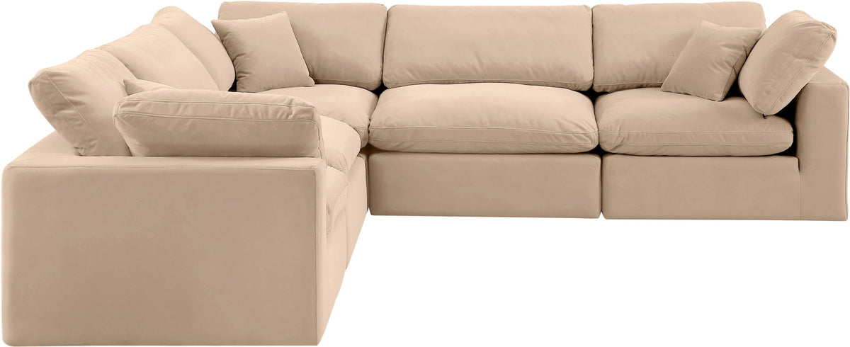 Comfy - 5 Piece Velvet Modular Corner Sectional