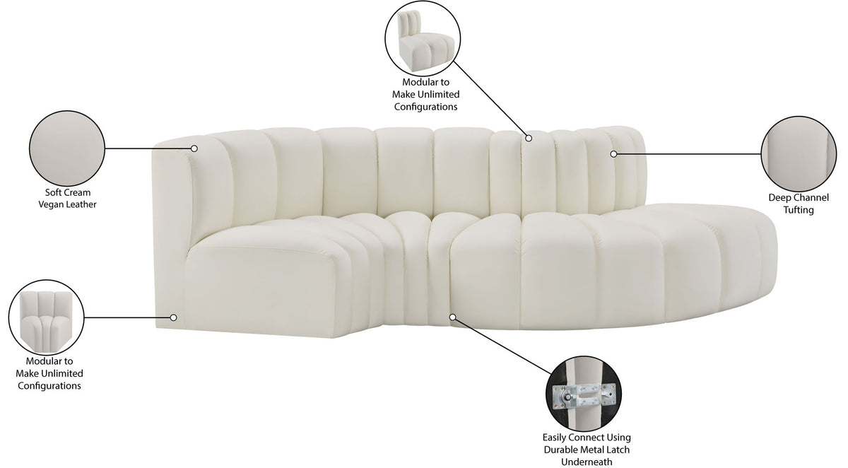 Arc - Faux Leather 4 Piece L-Shaped Modular Sofa