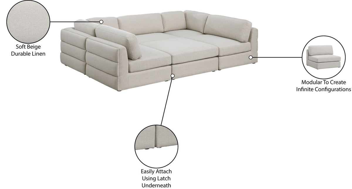 Beckham - 6 Piece Modular U-Shaped Armless Sectional