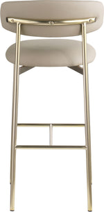 Lupita - Vegan Leather Upholstered Bar Stool With Brushed Gold Frame (Set of 2)
