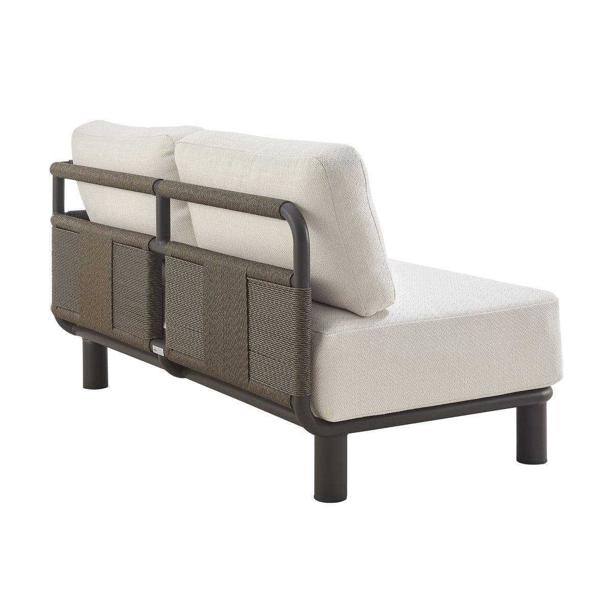 Brampton - 93" Metal Outdoor Sectional With Cushions - Gray / Off White