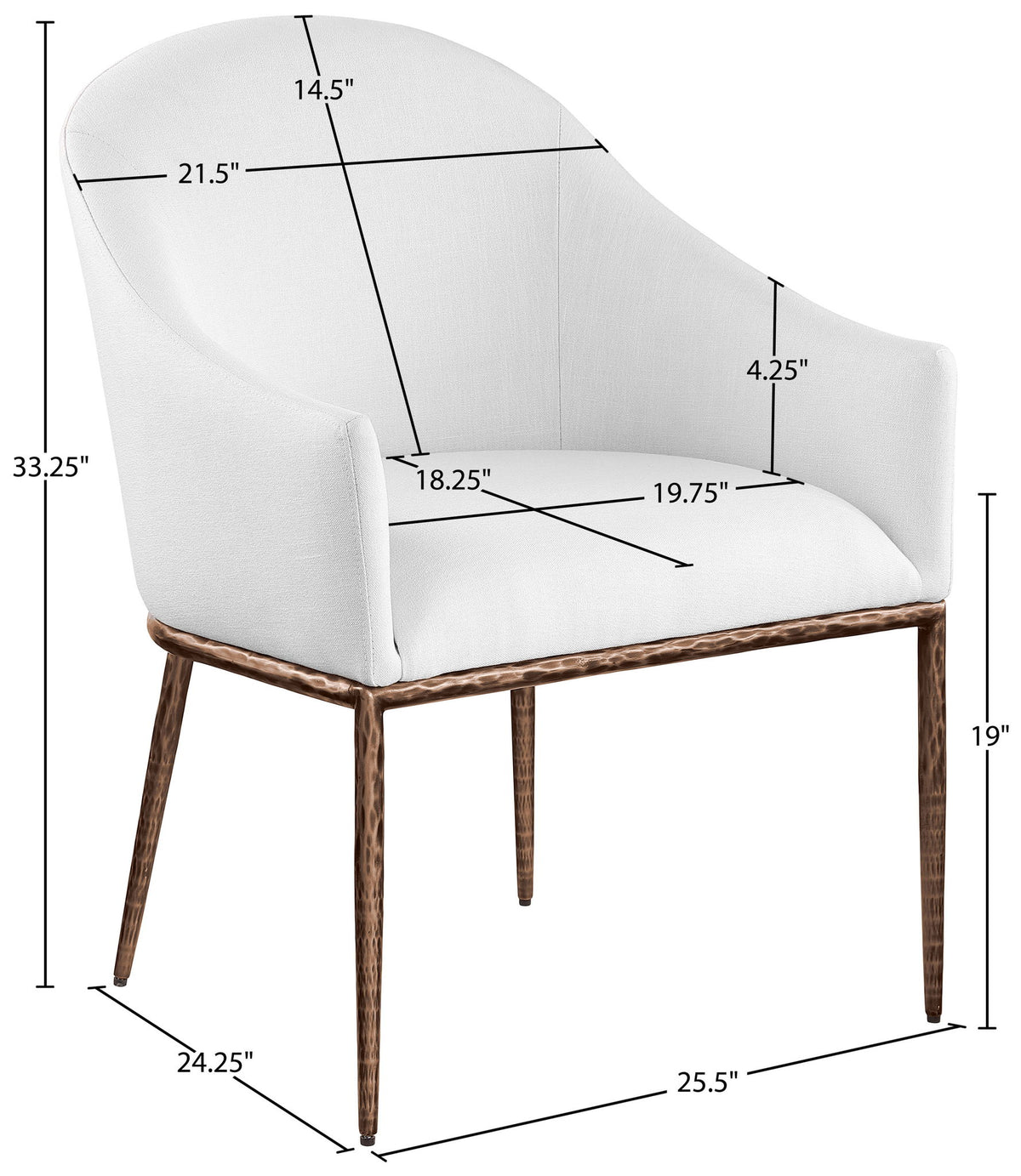 Ferro - Upholstered Dining Arm Chair With Brushed Bronze Legs