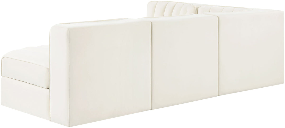 Rummi - Armless Velvet Performance Fabric Upholstered 4 Piece Modular Sectional