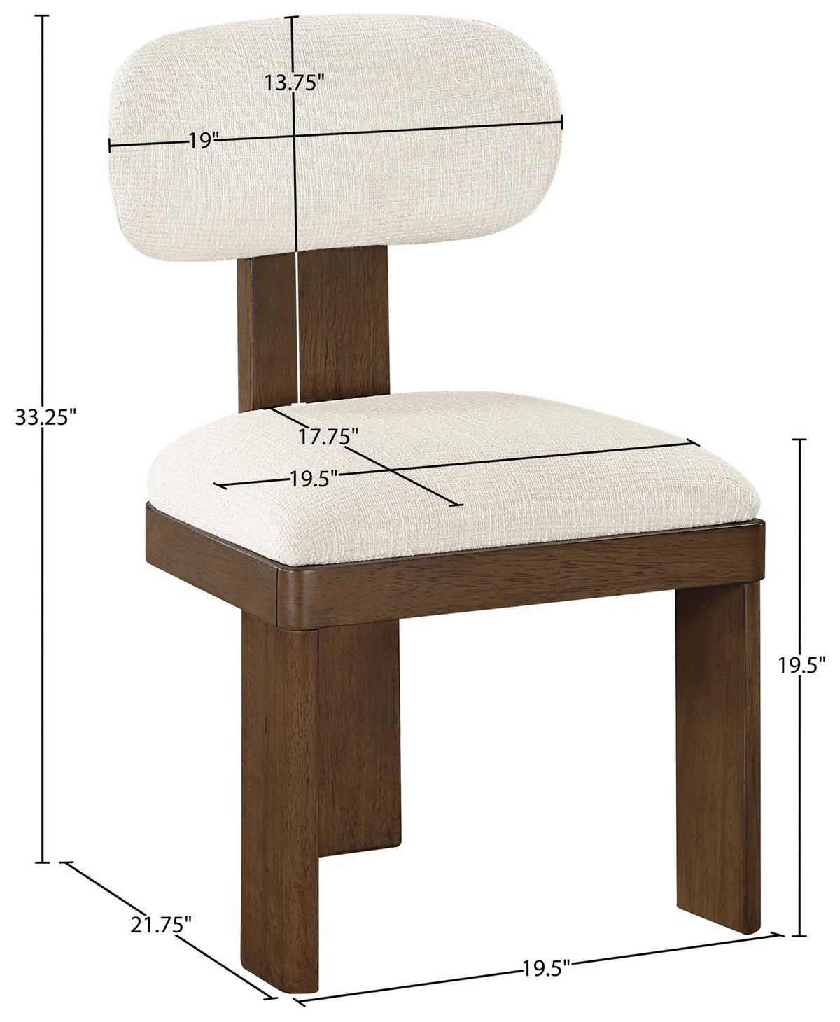 Timbra - Linen Textured Fabric Upholstered Dining Chair (Set of 2) - Walnut Base