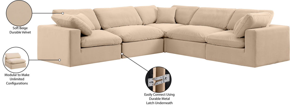 Comfy - 5 Piece Velvet Modular Corner Sectional