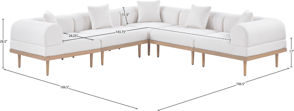 Laguna - 5 Piece 106.5" Upholstered Outdoor Patio Modular Sectional
