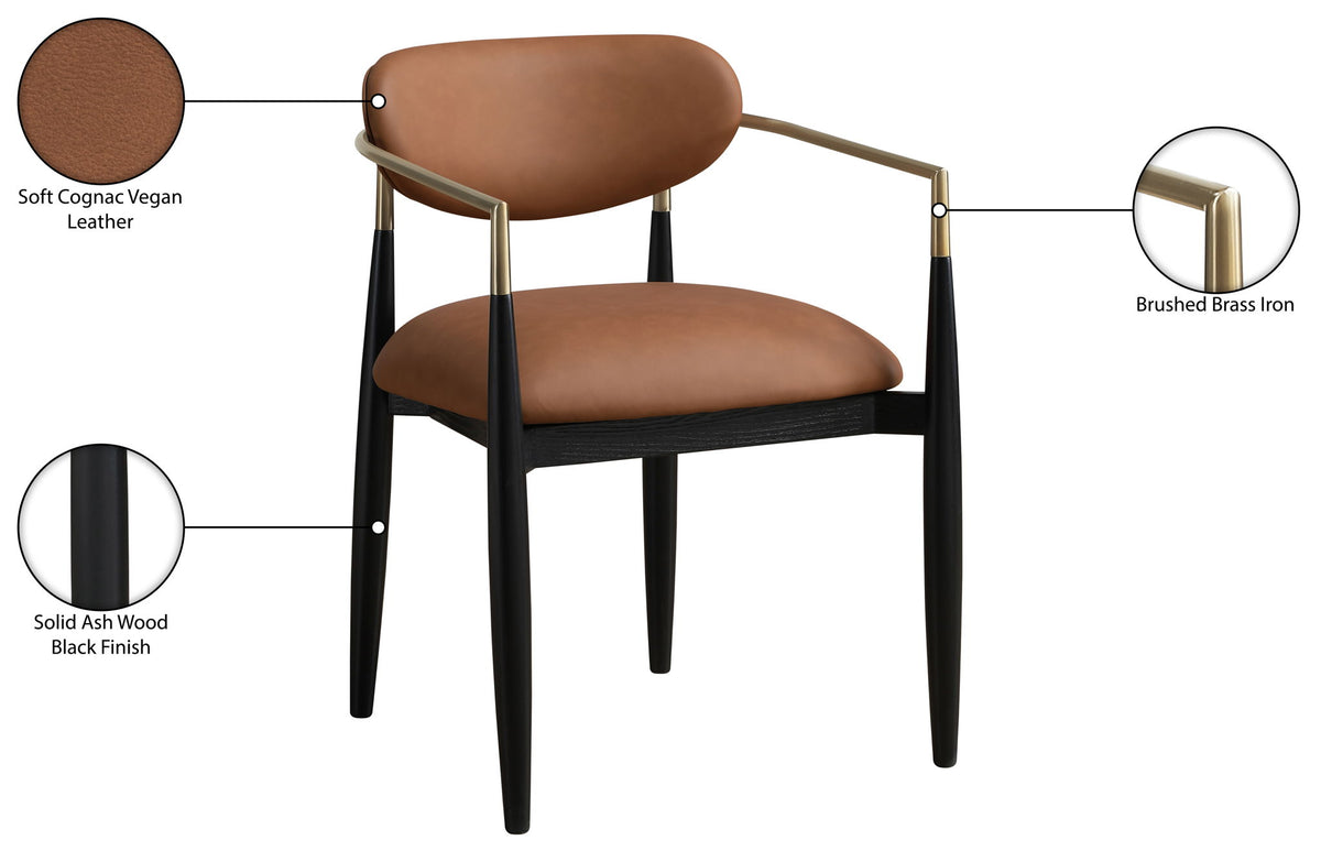 Riccio - Faux Leather Dining Arm Chair (Set of 2) - Black And Gold Frame