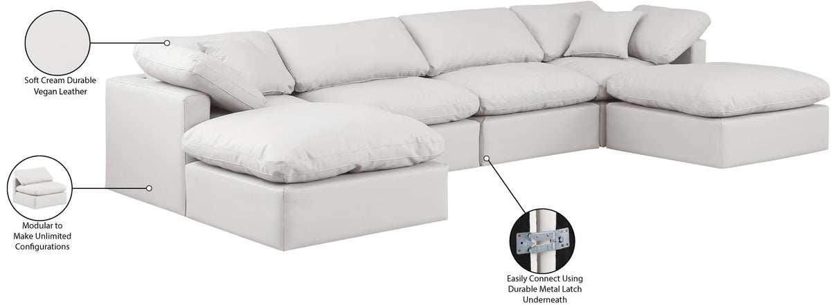 Indulge - Faux Leather 6 Piece Modular Double Chaise Sectional
