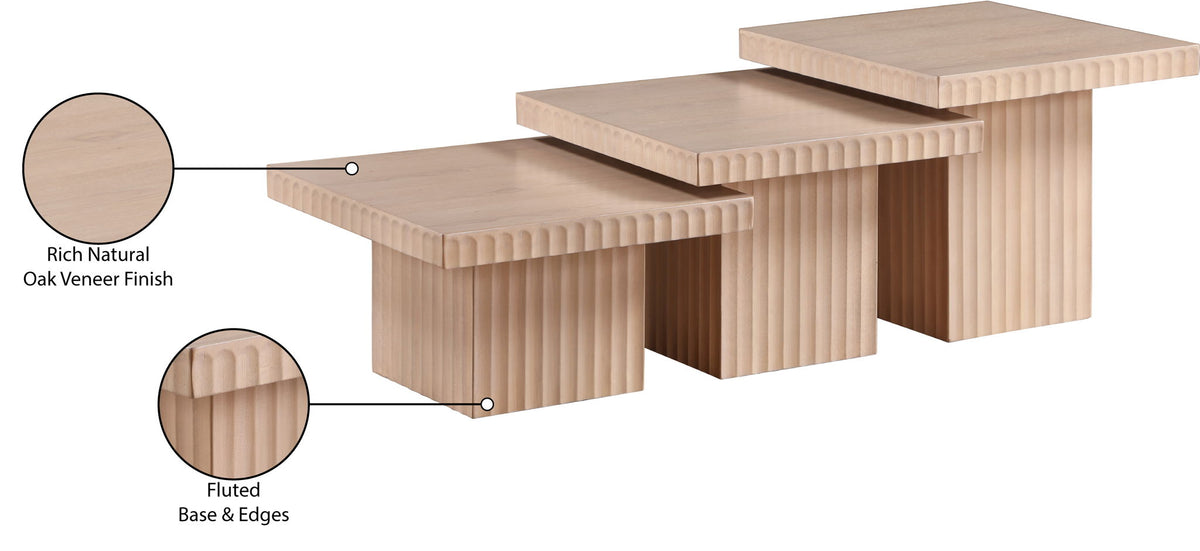Spencer - Oak Veneer 3 Piece Coffee Tabl
