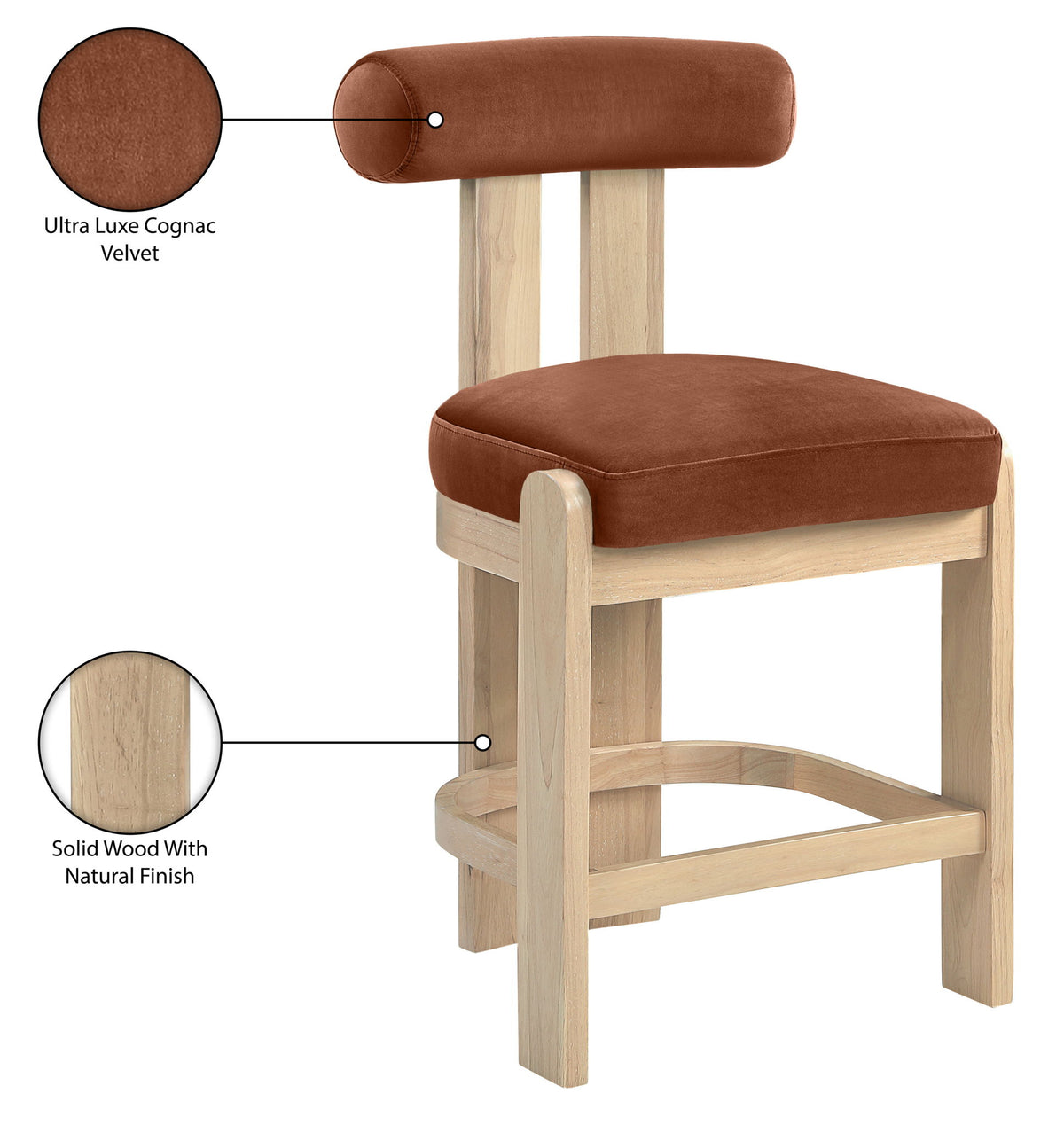Arienzo - Velvet Performance Fabric Upholstered Counter Stool (Set of 2)