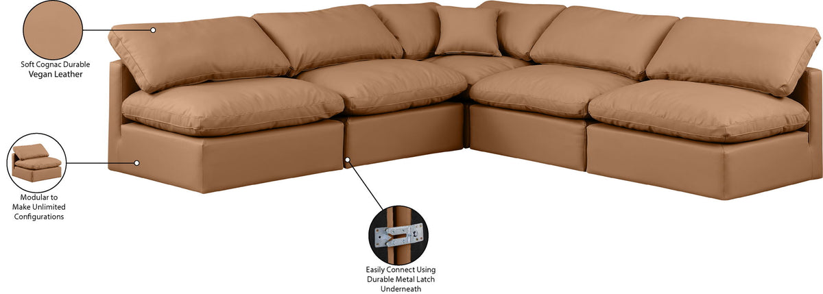 Indulge - Faux Leather 5 Piece Modular Corner Armless Sectional