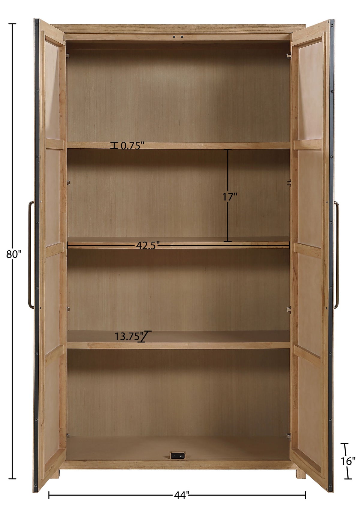 Vana - Solid Wood, Oak Veneer And Stainless Steel Storage Cabinet