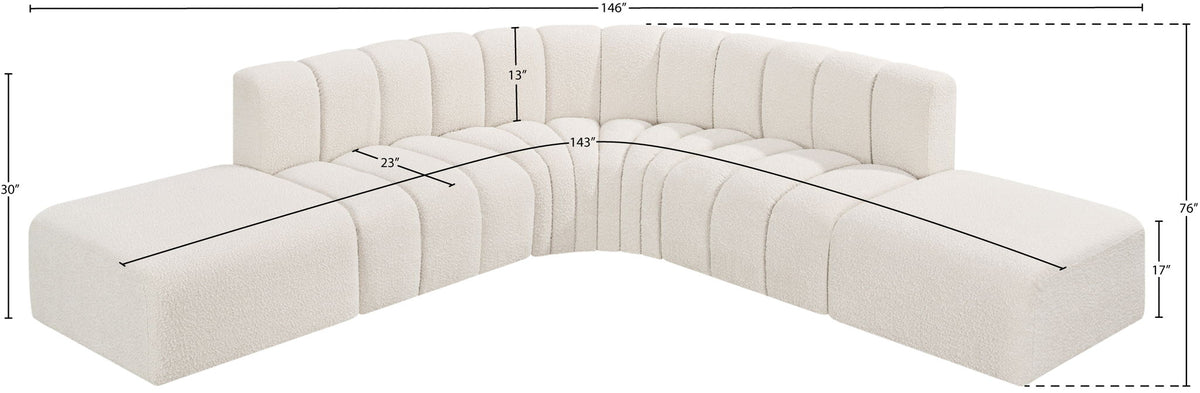 Arc - Boucle Fabric 6 Piece Corner Modular Sofa