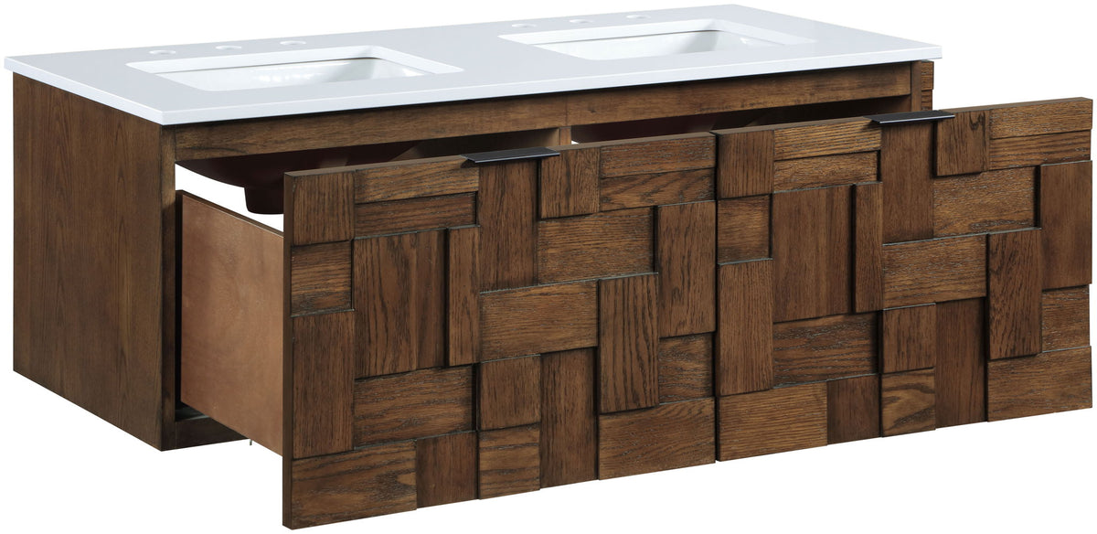 Leonardo - Engineered Stone And Solid Wood 24" Wall Mounted Bathroom Vanity