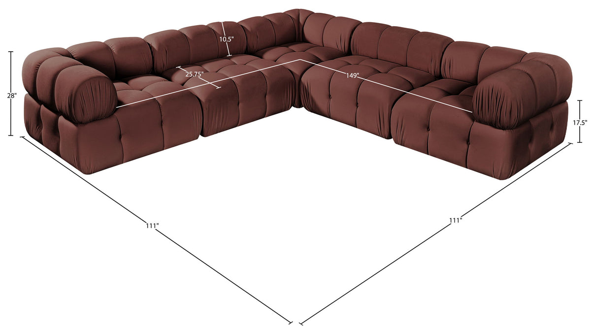 Orin - Velvet 5 Piece Modular Corner Sectional