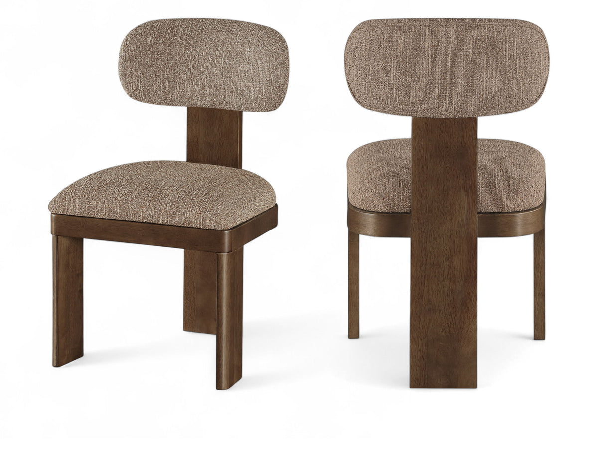 Timbra - Linen Textured Fabric Upholstered Dining Chair (Set of 2) - Walnut Base