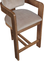 Sacha - Velvet Stool With Brown Base