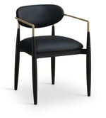 Riccio - Faux Leather Dining Arm Chair (Set of 2) - Black And Gold Frame