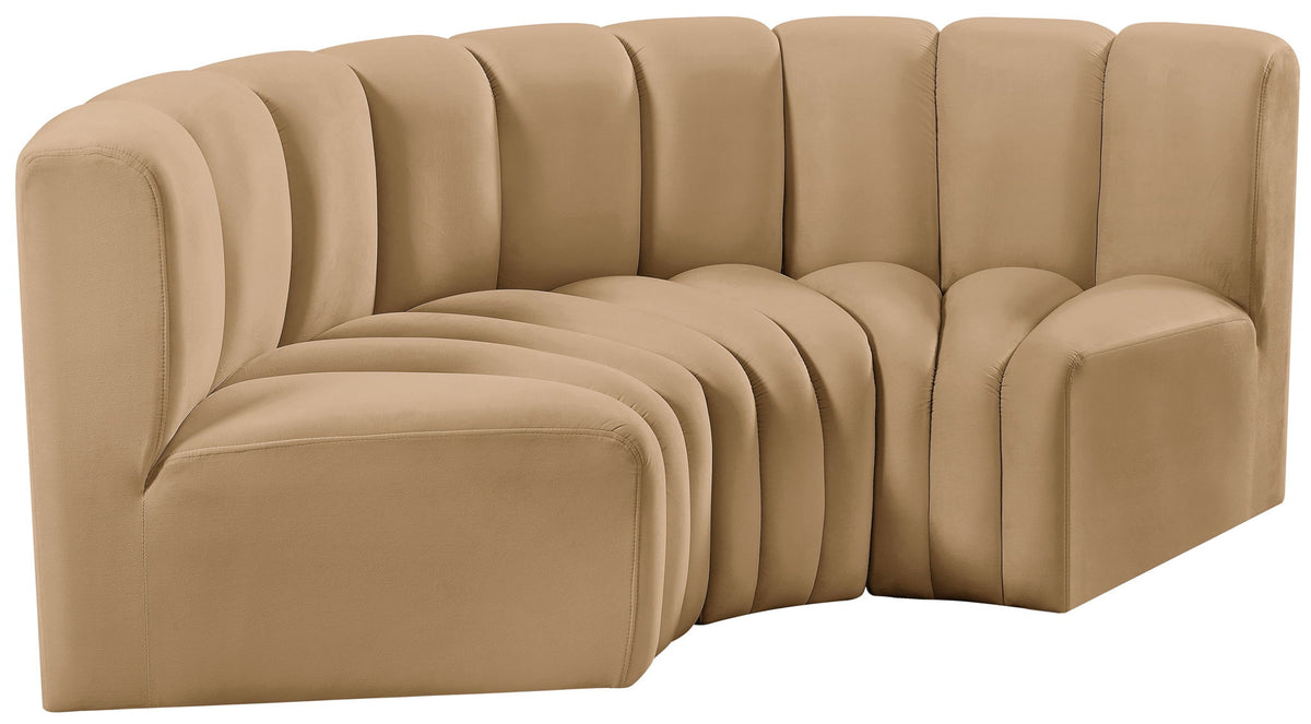 Arc - Velvet 3 Piece Modular U-Shaped Sofa