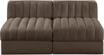 Rummi - Velvet Performance Fabric Upholstered 2 Piece Modular Armless Loveseat