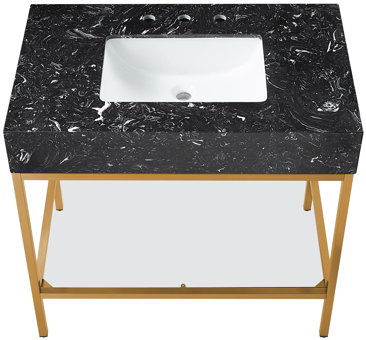 Marmo - Engineered Marble Bathroom Vanity With Gold Base