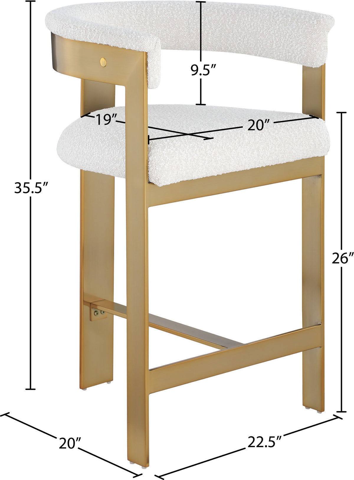 Romeo - Boucle Counter Stool With Gold Base (Set of 2)