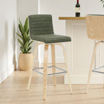 Vienna - 39.5" Swivel Bar Height Square Back Wood Bar Stool With Faux Leather Seat