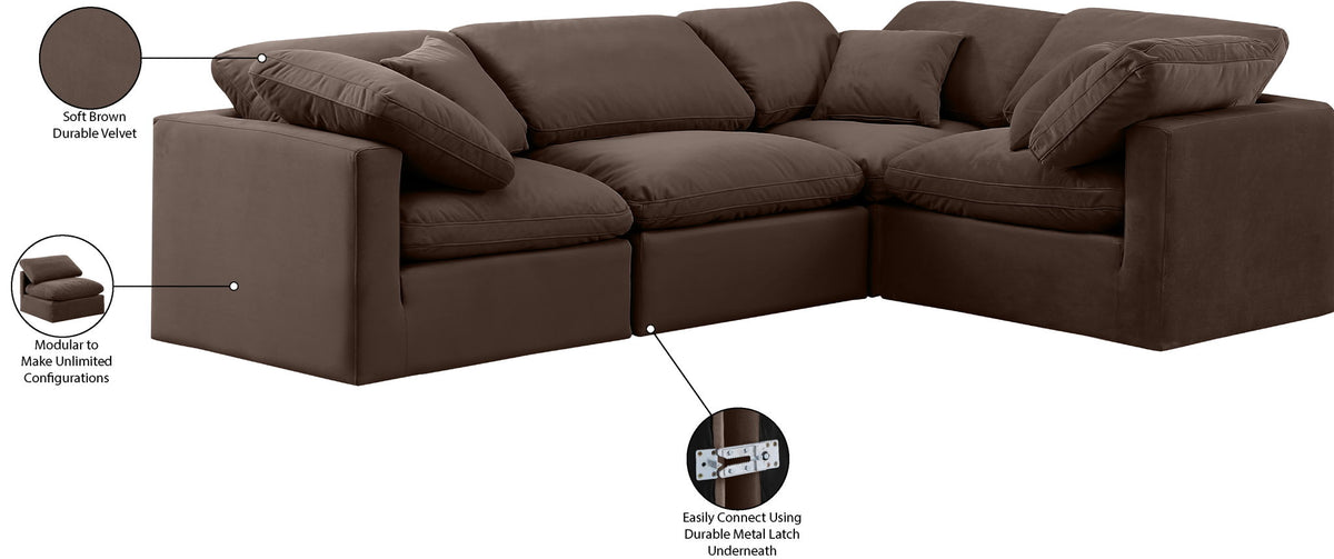 Indulge - Velvet 4 Piece Modular Corner Sectional