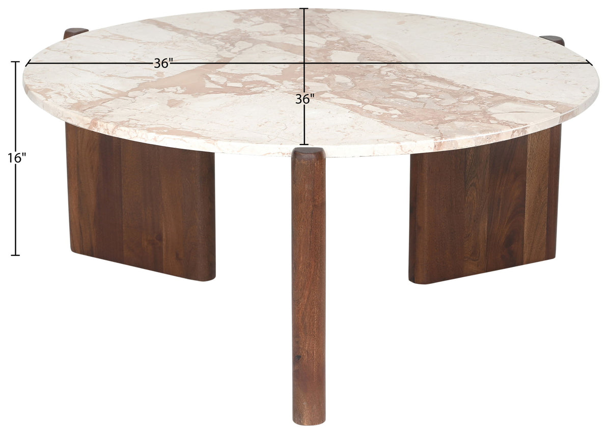 Varenna - Marble Top And Acacia Wood Base Coffee Table - Cream