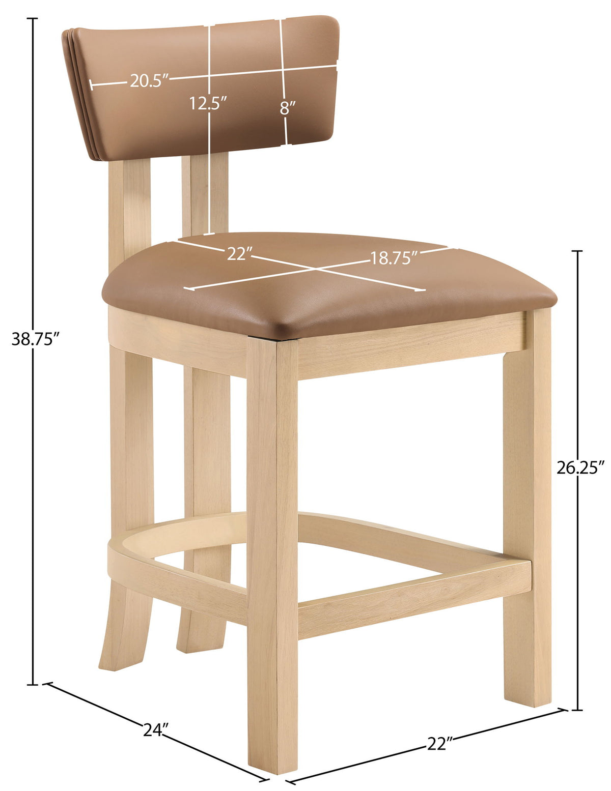 Lavrin - Vegan Leather Counter Stool (Set of 2) - Natural Base