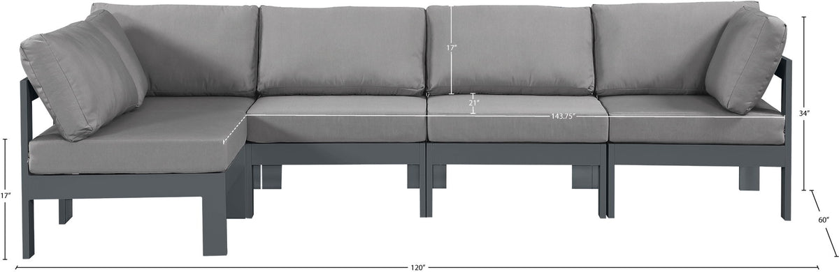 Nizuc - Outdoor Patio 5 Piece Modular Sectional With Gray Frame