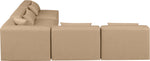 Cube - 5 Piece Modular Corner Armless Sectional - Tan