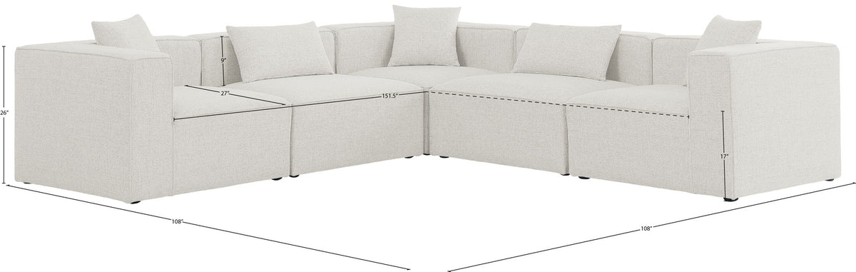 Cube - Linen 5 Piece Modular Corner Sectional