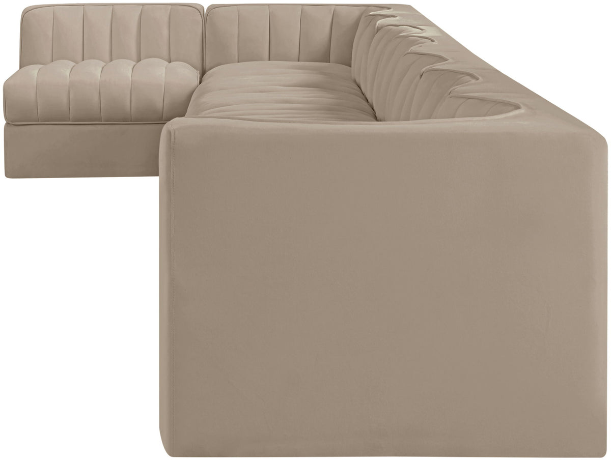 Rummi - Velvet Performance Fabric Upholstered 8 Piece Modular Sectional, L-Shaped (Right)