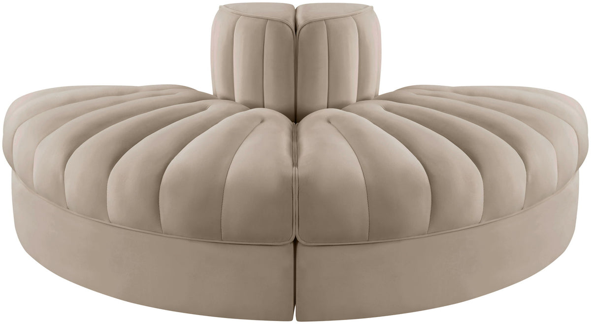 Rummi - Velvet Performance Fabric Upholstered 2 Piece  Rounded Modular Loveseat
