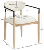 Riccio - Performance Fabric Upholstered Dining Arm Chair (Set of 2) With Light Brown Legs - Cream