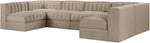 Rummi - Armless Velvet Performance Fabric Upholstered 6 Piece Modular Sectional