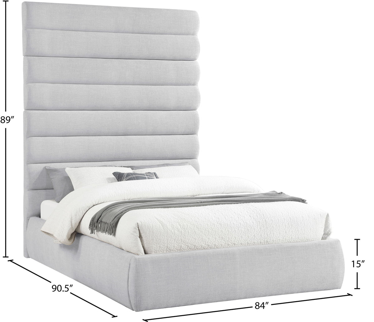 Adam - Linen Fabric Bed With 89" Headboard