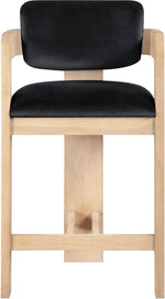 Sacha - Velvet Stool With Natural Base