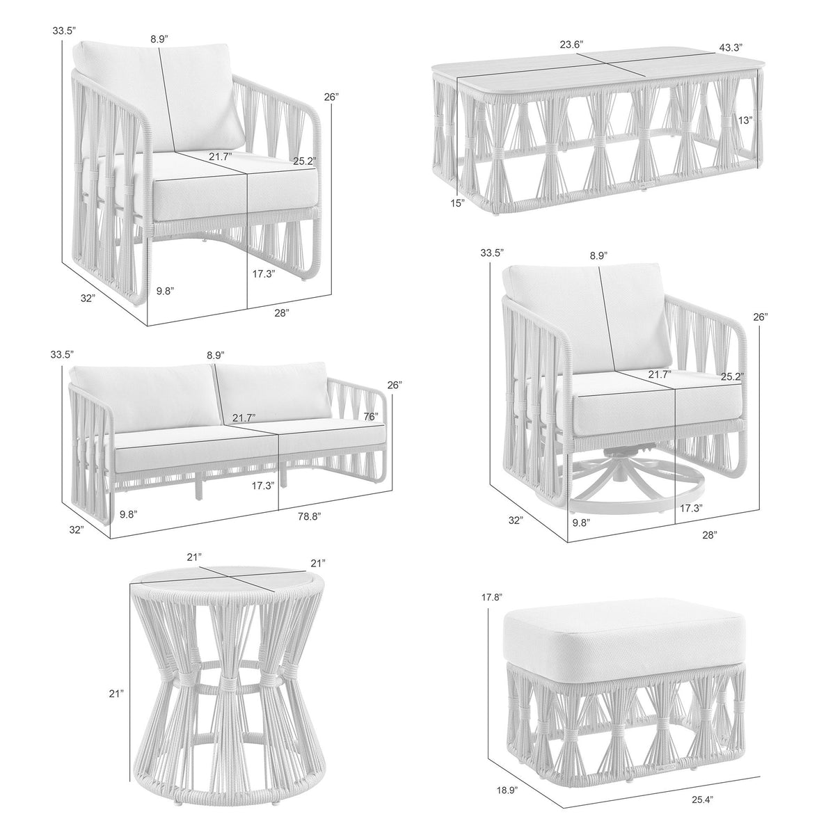 Breeze - Powder Coated Metal Outdoor Conversation Set With Cushions