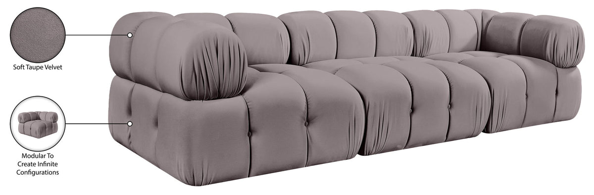 Orin - Velvet Performance Fabric Upholstered 3 Piece Modular Sofa