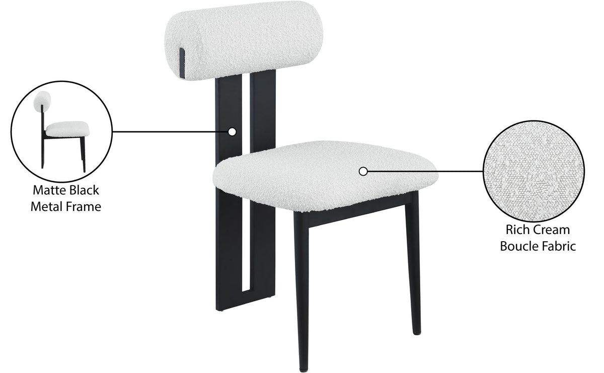 Dario - Boucle Dining Chair With Black Frame (Set of 2)