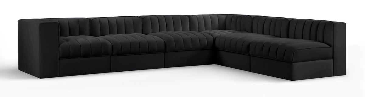 Rummi - Velvet Performance Fabric Upholstered 6 Piece Modular Sectional