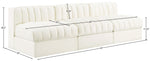 Rummi - Velvet Performance Fabric Upholstered 3 Piece Modular Armless Sofa