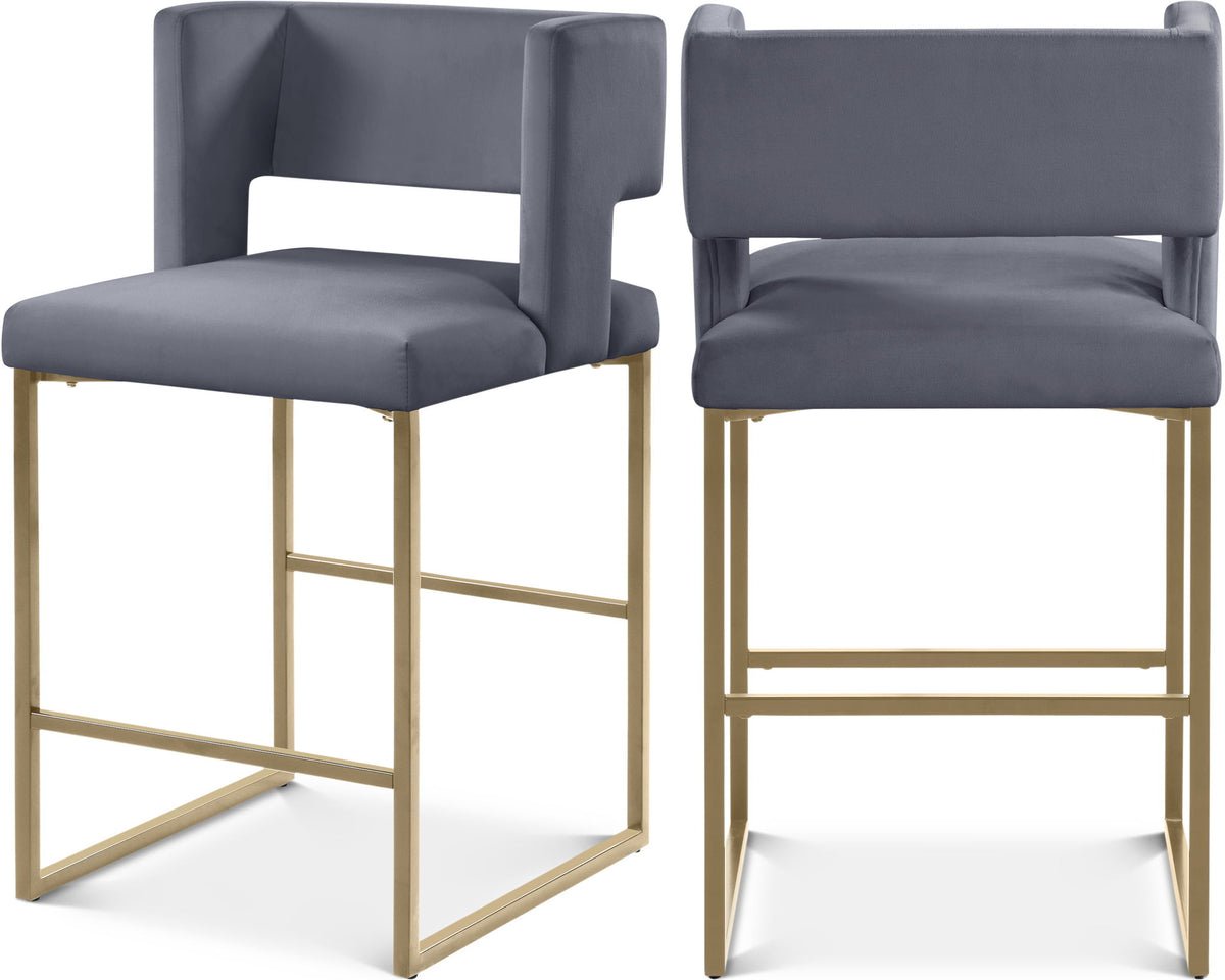 Caleb - Counter Stool with Gold Legs (Set of 2)
