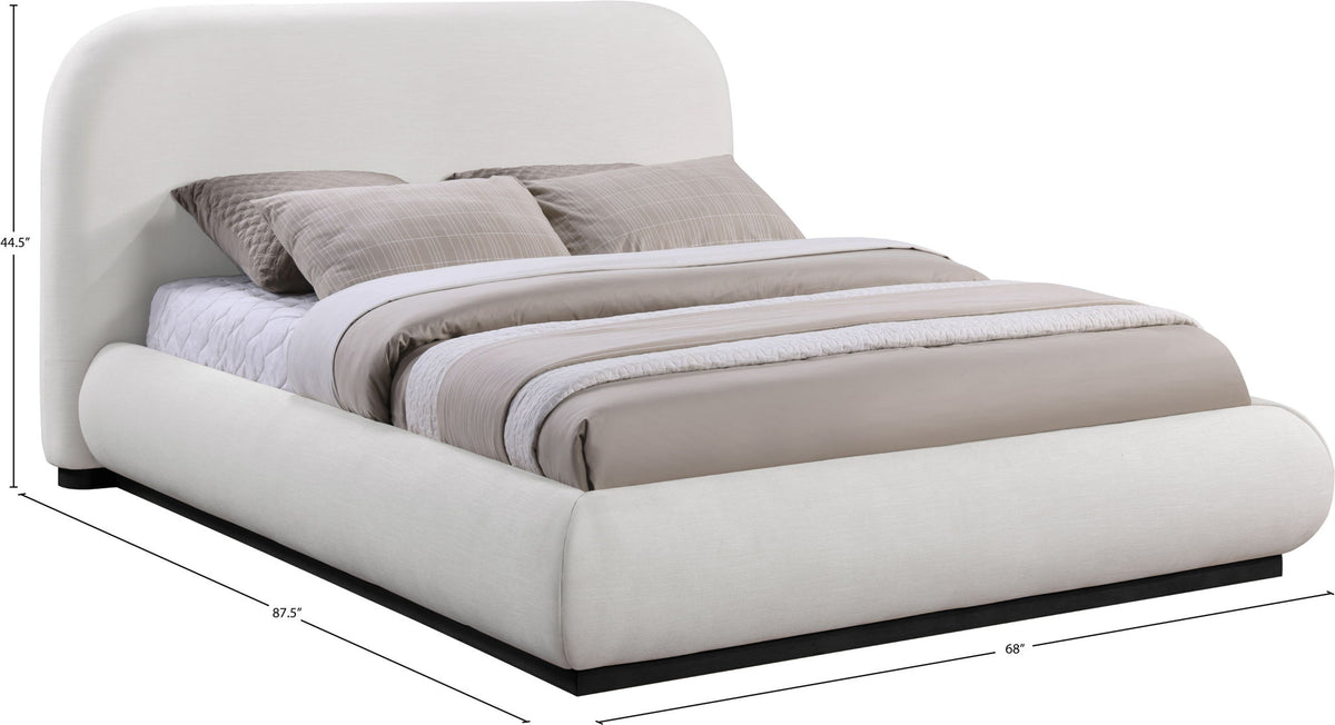 Vaughn - Linen Bed With Black Base
