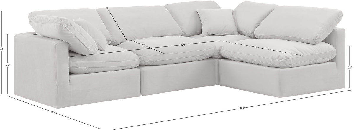 Indulge - Velvet 4 Piece Modular Sectional